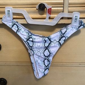 Blue and white snake skin bikini bottoms
